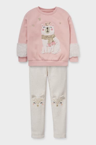 Children Girls - Set - sweatshirt and thermal leggings - 2 piece - rose