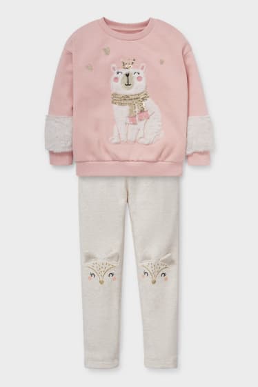 Enfants - Ensemble - sweat et legging chaud - 2 pièces - rose