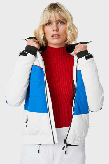 Mujer - Chaqueta de esquí con capucha - blanco