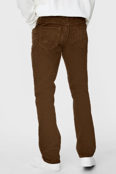 Hommes - Pantalon de velours - regular fit - marron foncé