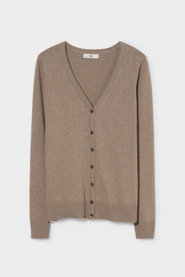 Damen - Basic-Strickjacke - hellbraun
