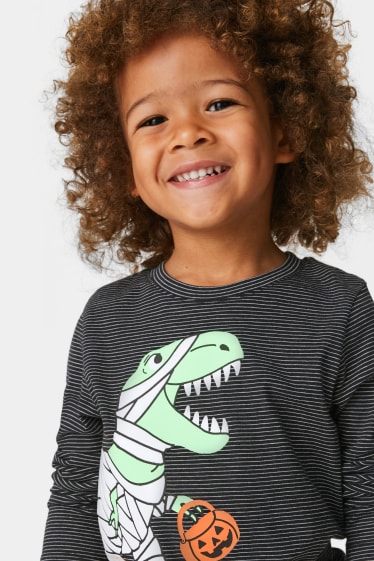 Kinder - Dino - Langarmshirt - Glow in the dark - schwarz