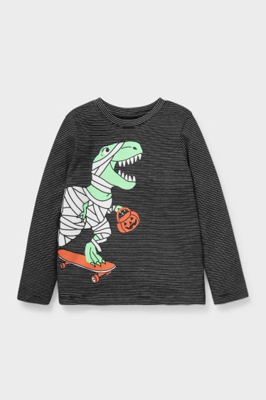 Children - Dinosaur - long sleeve top - glow-in-the-dark - black