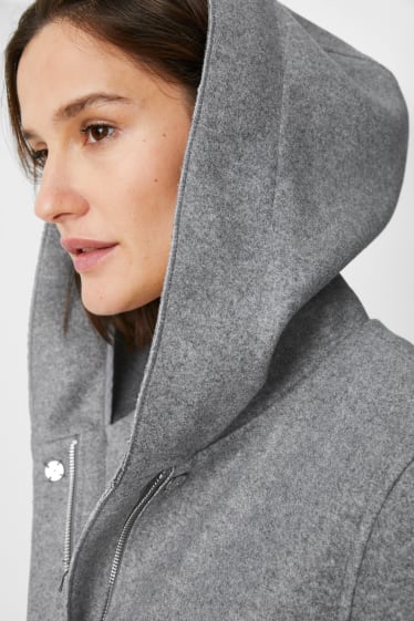 Women - Coat with hood - gray-melange