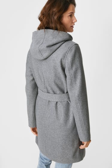 Women - Coat with hood - gray-melange