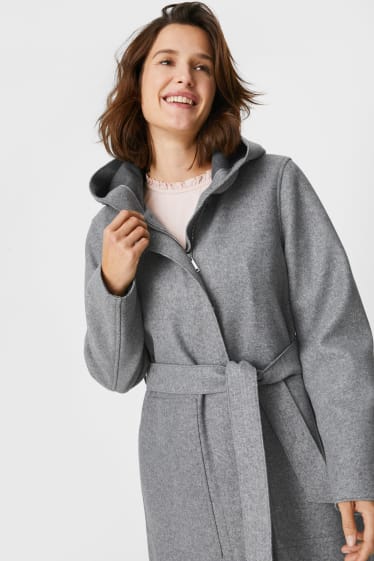 Donna - Cappotto con cappuccio - grigio melange