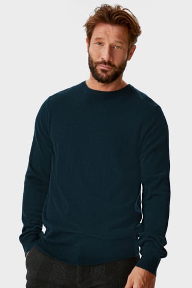 Mężczyźni - Sweter kaszmirowy - ciemnozielony-melanż