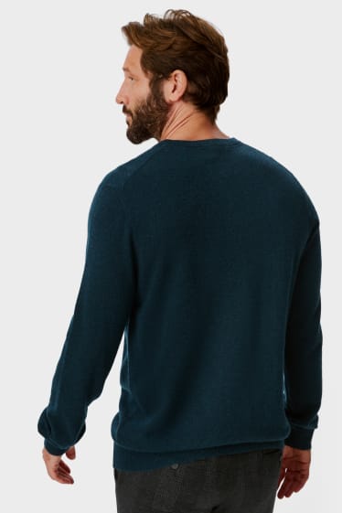 Mężczyźni - Sweter kaszmirowy - ciemnozielony-melanż