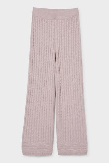 Women - Knitted trousers with cashmere - Italian yarn - pale pink