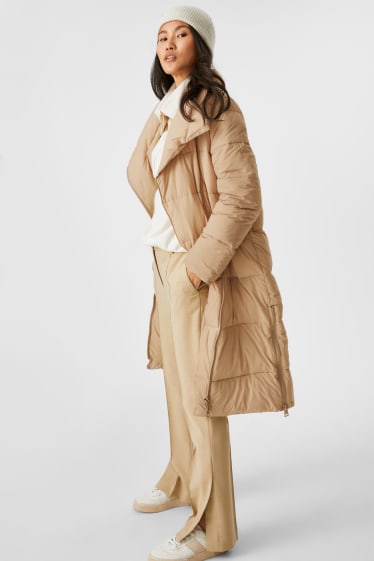 Women - Quilted coat  - taupe