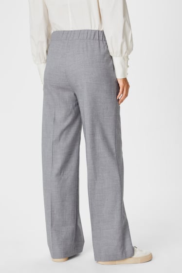 Women - Cloth trousers - wide leg  - gray-melange