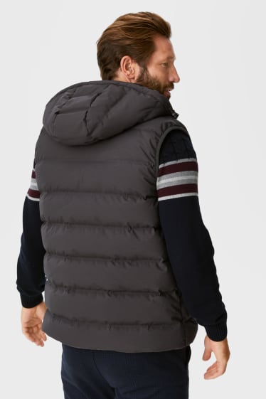 Men - Down gilet with hood - gray