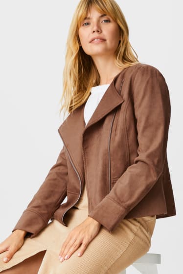 Damen - Jacke - Velourslederimitat - braun