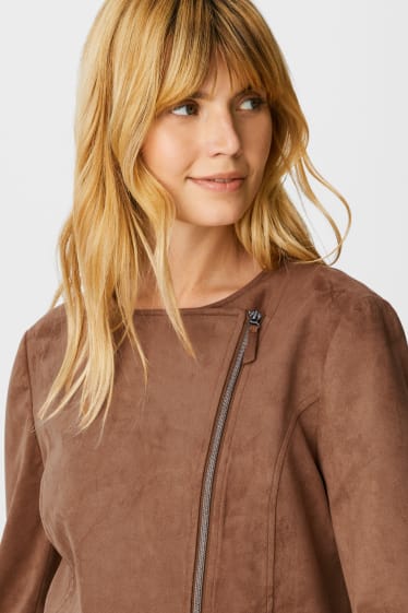 Damen - Jacke - Velourslederimitat - braun