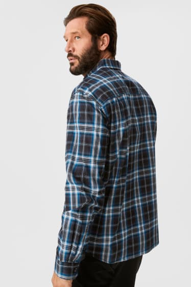 Hombre - Camisa - regular fit - button down - THERMOLITE® - de cuadros - azul / negro