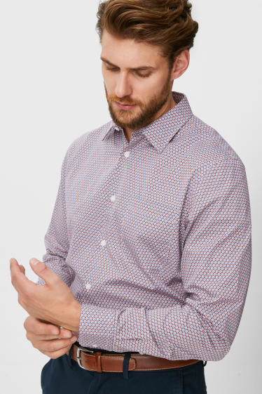 Heren - Business-overhemd - regular fit - Kent - gemakkelijk te strijken - rood / blauw