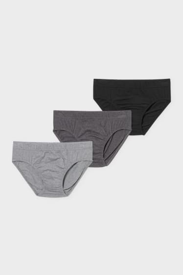 Uomo - Confezione da 3 - slip - grigio / nero