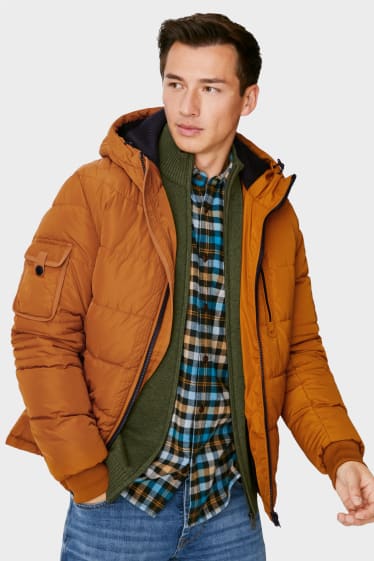 Men - Quilted jacket with hood - havanna