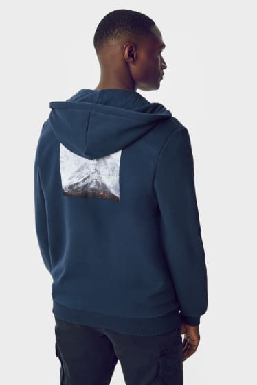 Men - Zip-through sweatshirt with hood - dark blue