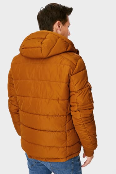 Men - Quilted jacket with hood - havanna