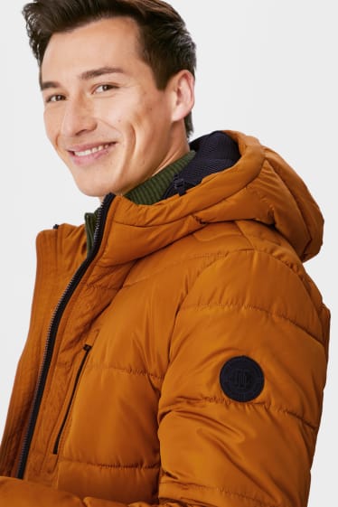 Men - Quilted jacket with hood - havanna