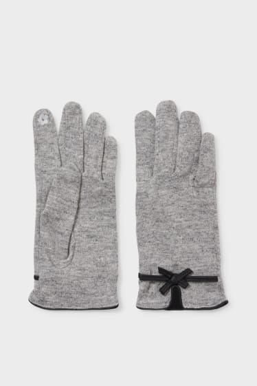 Kobiety - Rękawiczki z funkcją dotykową - jasnoszary-melanż