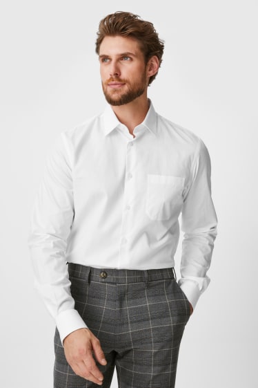 Uomo - Camicia business - regular fit - maniche ultralunghe - facile da stirare - bianco
