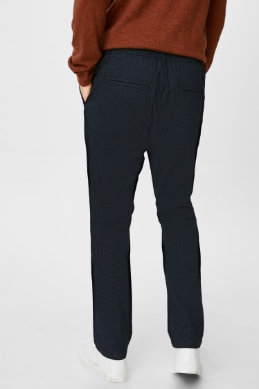 Men - Trousers - tapered fit - check - dark blue