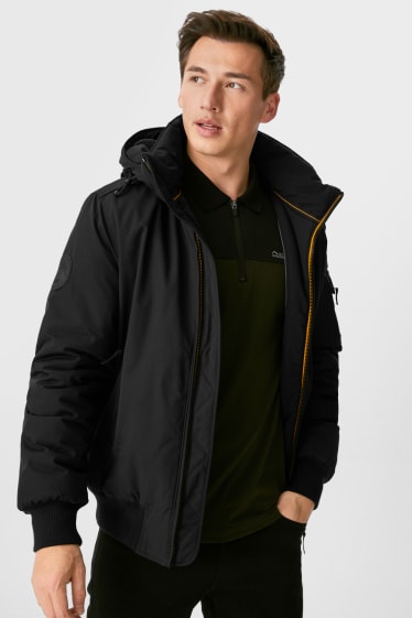 Men - Bomber jacket with hood  - black