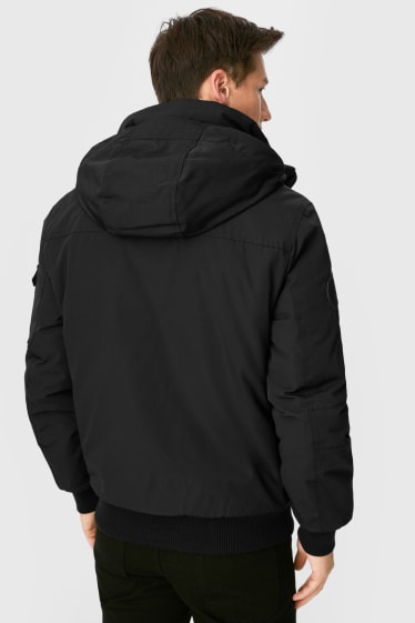 Men - Bomber jacket with hood  - black