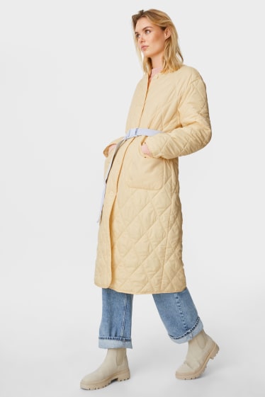 Women - Quilted coat - yellow