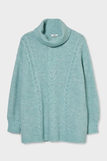 Women - Polo neck jumper - mint green