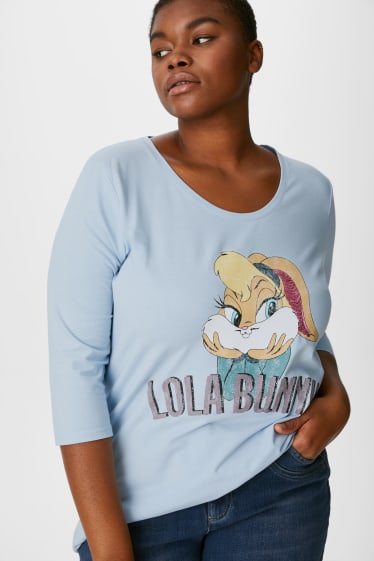 Femmes - T-shirt - finition brillante - Looney Tunes - bleu clair
