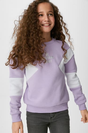 Kinderen - Set van 2 - sweatshirt - glanseffect - paars
