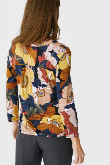 Dámské - Tričko s dlouhým rukávem - s květinovým vzorem - barevná