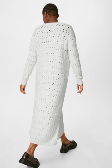 Dames - Gebreide jurk  - wit