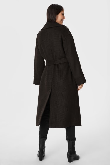 Women - Trench coat - check - dark brown