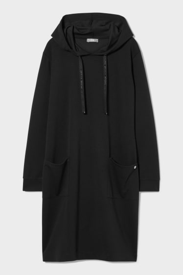 Women - Sweatshirt dress with hood - black