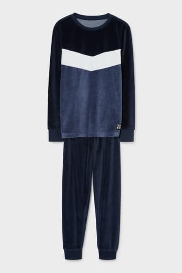 Kinder - Pyjama - 2 teilig - blau / dunkelblau