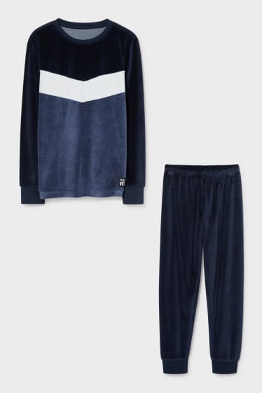 Kinder - Pyjama - 2 teilig - blau / dunkelblau
