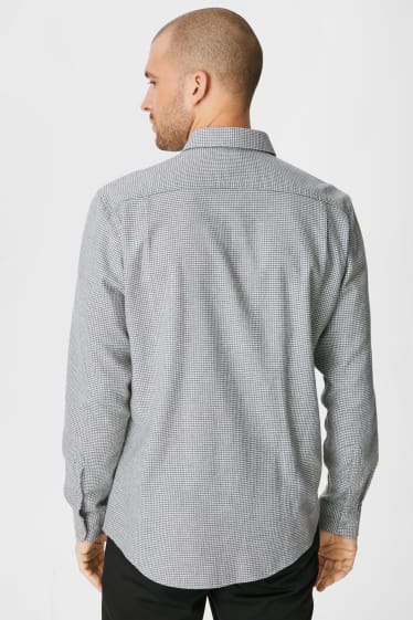 Hombre - Camisa de franela - regular fit - button down - de cuadros - gris