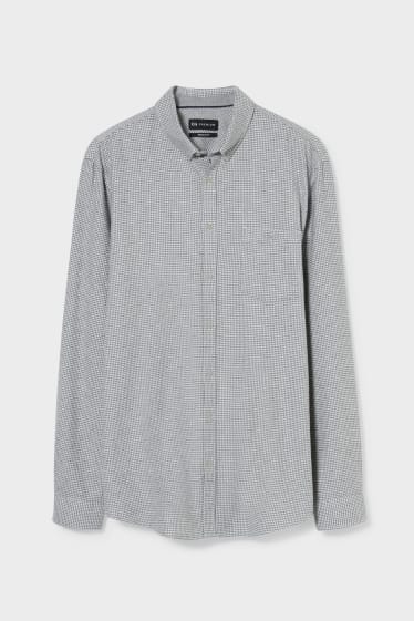 Hombre - Camisa de franela - regular fit - button down - de cuadros - gris