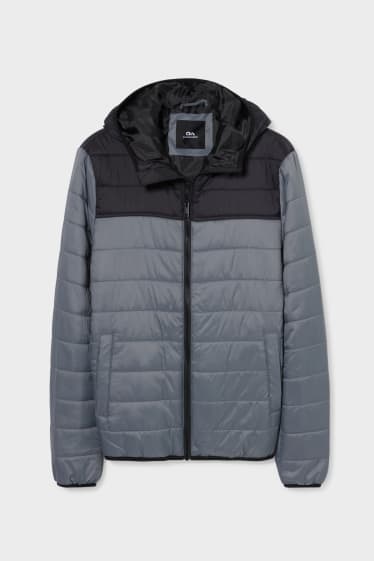 Men - CLOCKHOUSE - quilted jacket with hood  - black
