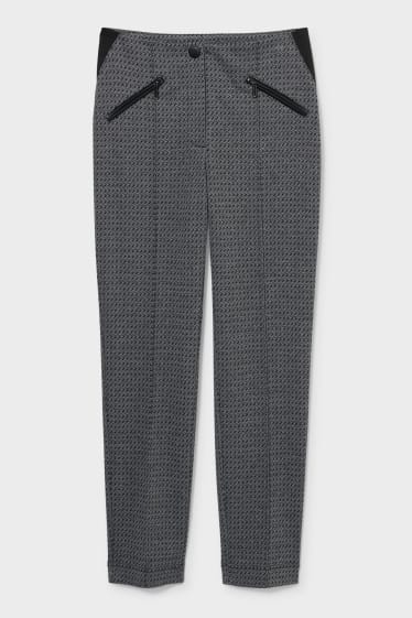 Dames - Jersey broek - slim fit - zwart / wit