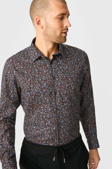 Men - Shirt - regular fit - Kent collar- floral - dark blue