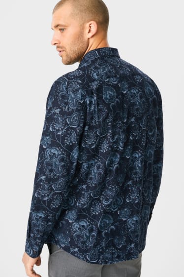 Men - Corduroy shirt - regular fit - button-down collar - dark blue