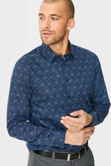 Heren - Overhemd - regular fit - kent - donkerblauw