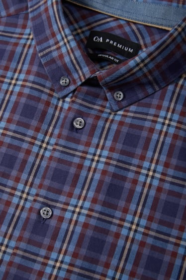 Heren - Overhemd - regular fit - button down - geruit - donkerblauw