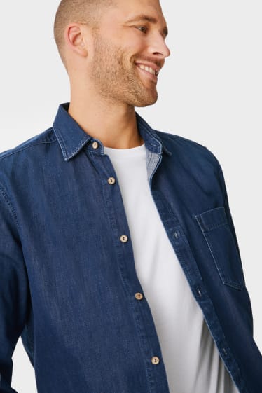 Pánské - Džínová košile - regular fit - džíny - tmavomodré