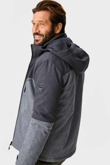 Men - Softshell jacket with hood - THERMOLITE® - gray-melange
